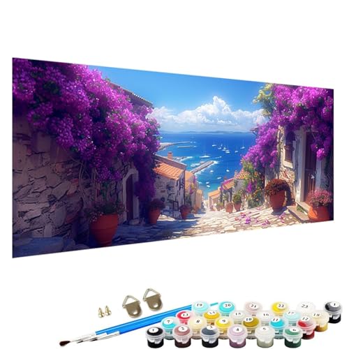 Malen Nach Zahlen Erwachsene, DIY Landschaft Handgemaltes öLgemäLde Set für AnfäNger und Bastelset Erwachsene, Acrylfarbe, Kreative Heimdekoration 80x160cm Malen Nach Zahlen für Erwachsene Blume M-Vi von YALNSENN