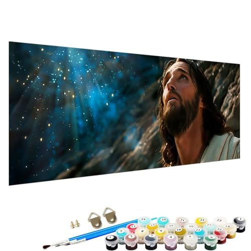 Malen Nach Zahlen Erwachsene, DIY Mann Handgemaltes öLgemäLde Set für AnfäNger und Bastelset Erwachsene, Acrylfarbe, Kreative Heimdekoration 100x200cm Malen Nach Zahlen für Erwachsene Jesus 6-9n von YALNSENN