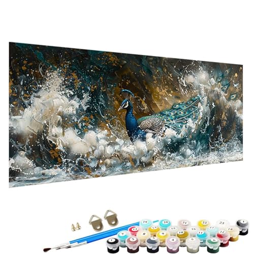 Malen Nach Zahlen Erwachsene, DIY Pfau Handgemaltes öLgemäLde Set für AnfäNger und Bastelset Erwachsene, Acrylfarbe, Kreative Heimdekoration 100x200cm Malen Nach Zahlen für Erwachsene abstrakt W-B3 von YALNSENN