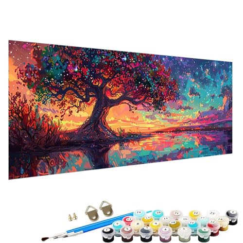 Malen Nach Zahlen Erwachsene, DIY See Handgemaltes öLgemäLde Set für AnfäNger und Bastelset Erwachsene, Acrylfarbe, Kreative Heimdekoration 80x160cm Malen Nach Zahlen für Erwachsene Baum 4-J3 von YALNSENN