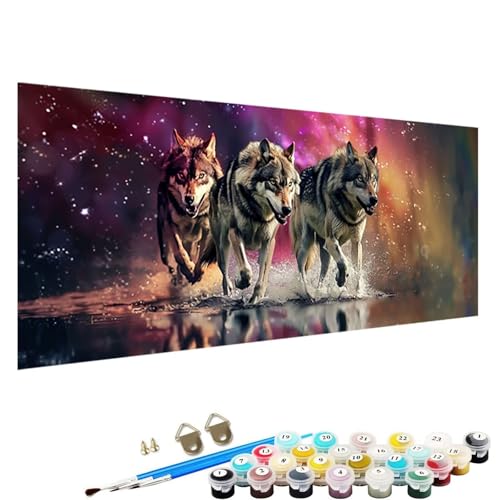 Malen Nach Zahlen Erwachsene, DIY Tier Handgemaltes öLgemäLde Set für AnfäNger und Bastelset Erwachsene, Acrylfarbe, Kreative Heimdekoration 80x160cm Malen Nach Zahlen für Erwachsene Wolf 0-K5 von YALNSENN