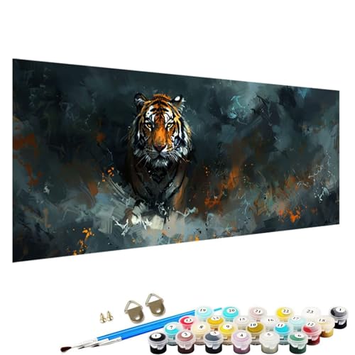 Malen Nach Zahlen Erwachsene, DIY Tiger Handgemaltes öLgemäLde Set für AnfäNger und Bastelset Erwachsene, Acrylfarbe, Kreative Heimdekoration 60x120cm Malen Nach Zahlen für Erwachsene Tier T-31 von YALNSENN