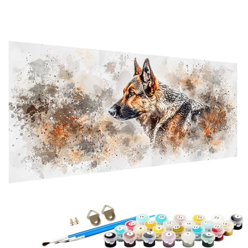 Malen Nach Zahlen Erwachsene, Hund DIY Handgemalt öLgemäLde Kit - 90x40cm, Malen Nach Zahlen Schipper mit 3 - Pinseln und Acrylfarbe Knitterfreie Leinwand Kit abstrakt M-1b von YALNSENN