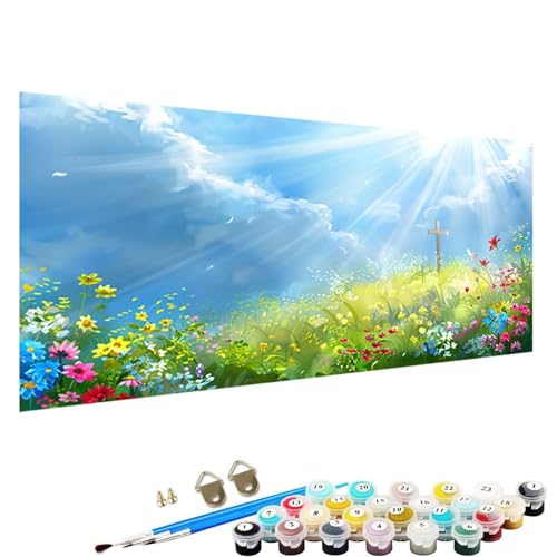 Malen Nach Zahlen Erwachsene, Landschaft Paint by Numbers Adult, DIY Handgemalt öLgemäLde mit 3 - Pinseln und Acrylfarbe Knitterfreie Leinwand Kit - 80x160cm Malen Nach Zahlen Erwachsene Blume 0-4d von YALNSENN