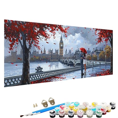 Malen Nach Zahlen Erwachsene, Paar Paint by Numbers Adult, DIY Handgemalt öLgemäLde mit 3 - Pinseln und Acrylfarbe Knitterfreie Leinwand Kit - 100x200cm Malen Nach Zahlen Erwachsene Big Ben T-Mt von YALNSENN