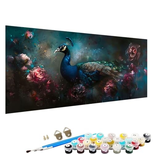 Malen Nach Zahlen Erwachsene, Pfau DIY Handgemalt öLgemäLde Kit - 90x40cm, Malen Nach Zahlen Schipper mit 3 - Pinseln und Acrylfarbe Knitterfreie Leinwand Kit Blume T-Lr von YALNSENN