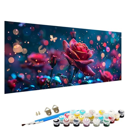 Malen Nach Zahlen Erwachsene, Rose DIY Handgemalt öLgemäLde Kit - 60x120cm, Malen Nach Zahlen Schipper mit 3 - Pinseln und Acrylfarbe Knitterfreie Leinwand Kit Schmetterling 1-84 von YALNSENN