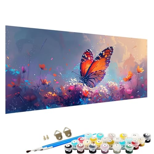 Malen Nach Zahlen Erwachsene, Schmetterling DIY Handgemalt öLgemäLde Kit - 60x120cm, Malen Nach Zahlen Schipper mit 3 - Pinseln und Acrylfarbe Knitterfreie Leinwand Kit Blume 5-86 von YALNSENN