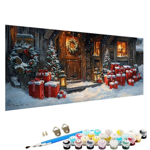 Malen Nach Zahlen Erwachsene, Schnee Paint by Numbers Adult, DIY Handgemalt öLgemäLde mit 3 - Pinseln und Acrylfarbe Knitterfreie Leinwand Kit - 90x40cm Malen Nach Zahlen Erwachsene Kabine 6-Fk von YALNSENN