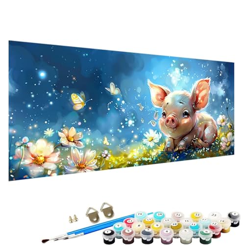 Malen Nach Zahlen Erwachsene, Schwein DIY Handgemalt öLgemäLde Kit für AnfäNger und Erwachsene mit 3-Pinseln und Acrylfarbe, Ohne Rahmen 100x200cm Malen Nach Zahlen Leinwand Schmetterling 0-In von YALNSENN