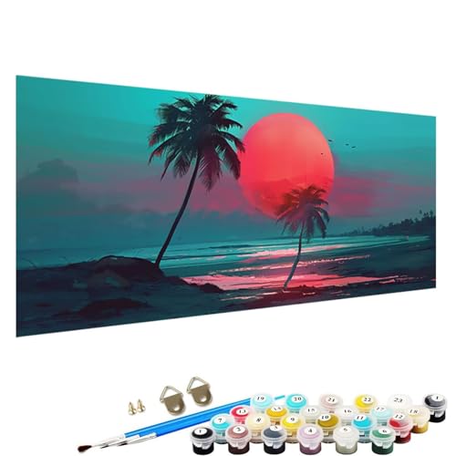 Malen Nach Zahlen Erwachsene, Sonnenuntergang Paint by Numbers Adult, DIY Handgemalt öLgemäLde mit 3 - N und Acrylfarbe Knitterfreie Leinwand Kit - 80x160cm Malen Nach Zahlen Erwachsene Baum U-4k von YALNSENN