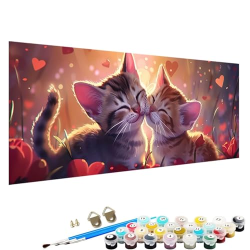 Malen Nach Zahlen Erwachsene, Tier Paint by Numbers Malen Nach Zahlen, DIY mit Pinseln und Acrylfarben Handgemalt öLgemäLde Leinwand für Home Decor, 70x140cm Malen Nach Zahlen Erwachsene Katze 6-R1 von YALNSENN