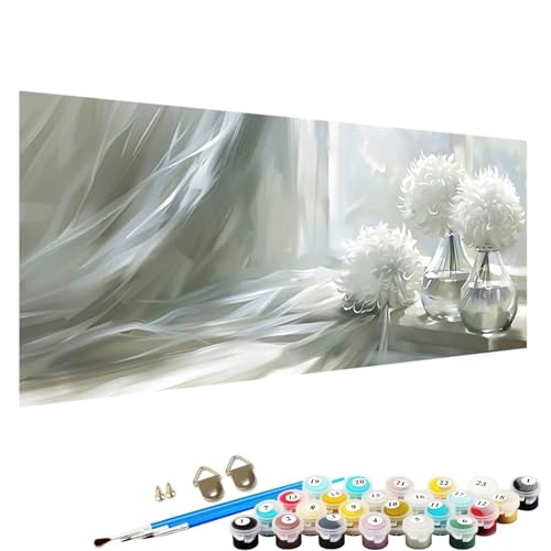 Malen Nach Zahlen Erwachsene, Vase DIY Handgemalt öLgemäLde Kit - 80x160cm, Malen Nach Zahlen Schipper mit 3 - Pinseln und Acrylfarbe Knitterfreie Leinwand Kit Blume V-Z2 von YALNSENN