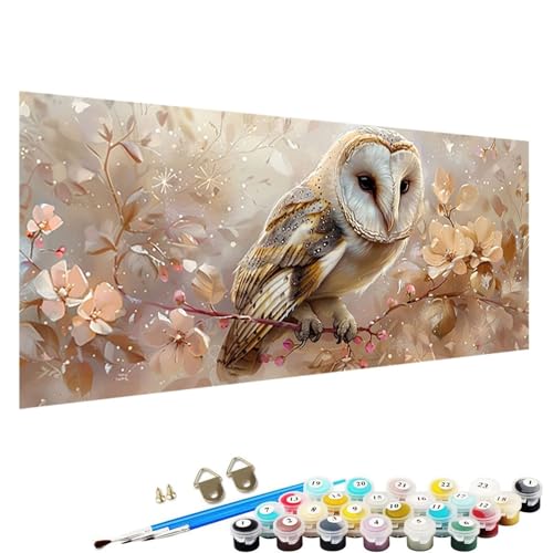 Malen Nach Zahlen Erwachsene Eule DIY Handgemalt öLgemäLde Kit für AnfäNger und Erwachsene Acrylpigment für Kinder GemäLde Kreatives Home Haus Deko Ohne Rahmen 50x100cm Malen-Nach-Zahlen Blume R-88 von YALNSENN