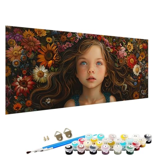 Malen Nach Zahlen Erwachsene MäDchen DIY Handgemalt öLgemäLde Kit für AnfäNger und Erwachsene Acrylpigment für Kinder GemäLde Kreatives Home Haus Deko Ohne Rahmen 70x140cm Malen-Nach-Zahlen Blume X-3z von YALNSENN