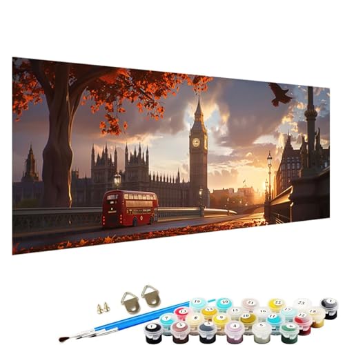 Malen Nach Zahlen Erwachsene-Malen Nach Zahlen Bus, DIY Acrylfarbe Malen Nach Zahlen Erwachsene Set Als Heimdekoration 30x60cm Malen Nach Zahlen Schipper Big Ben F-8q von YALNSENN