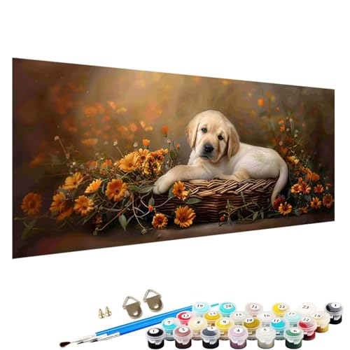 Malen Nach Zahlen Erwachsene-Malen Nach Zahlen Hund, DIY Acrylfarbe Malen Nach Zahlen Erwachsene Set Als Heimdekoration 100x200cm Malen Nach Zahlen Schipper Blume 4-A1 von YALNSENN