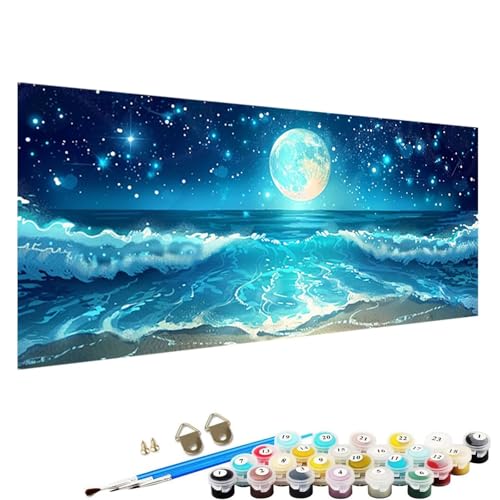 Malen Nach Zahlen Erwachsene-Malen Nach Zahlen Strand, DIY Acrylfarbe Malen Nach Zahlen Erwachsene Set Als Heimdekoration 30x60cm Malen Nach Zahlen Schipper Mond W-56 von YALNSENN