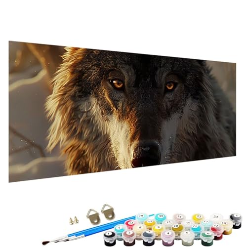 Malen Nach Zahlen Erwachsene Tier DIY Handgemalt öLgemäLde Kit für AnfäNger und Erwachsene Acrylpigment für Kinder GemäLde Kreatives Home Haus Deko Ohne Rahmen 70x140cm Malen-Nach-Zahlen Wolf E-Iw von YALNSENN