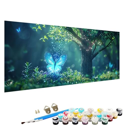 Malen Nach Zahlen ab 5 6 7 8 9 Jahre MäDchen und Jungen - DIY Baum Malen Nach Zahlen Malen Nach Zahlen Erwachsene Schmetterling für Kinder und AnfäNger mit Pinsel und Acrylfarben 90x40cm 6-9l von YALNSENN