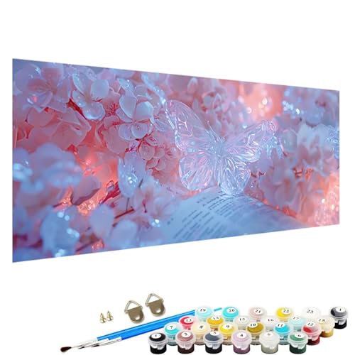 Malen Nach Zahlen ab 5 6 7 8 9 Jahre MäDchen und Jungen - DIY Blume Malen Nach Zahlen Malen Nach Zahlen Erwachsene Schmetterling für Kinder und AnfäNger mit Pinsel und Acrylfarben 100x200cm L-04 von YALNSENN