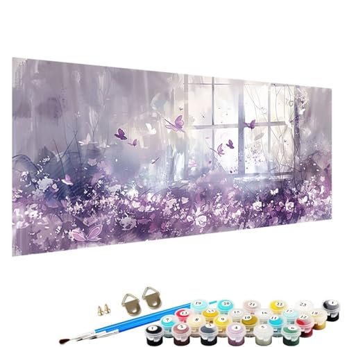 Malen Nach Zahlen ab 5 6 7 8 9 Jahre MäDchen und Jungen - DIY Blume Malen Nach Zahlen Malen Nach Zahlen Erwachsene Schmetterling für Kinder und AnfäNger mit Pinsel und Acrylfarben 30x60cm 2-R7 von YALNSENN