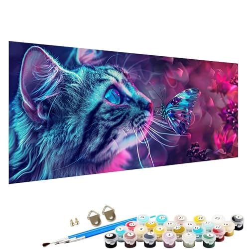 Malen Nach Zahlen ab 5 6 7 8 9 Jahre MäDchen und Jungen - DIY Katze Malen Nach Zahlen Malen Nach Zahlen Erwachsene Schmetterling für Kinder und AnfäNger mit Pinsel und Acrylfarben 100x200cm Q-52 von YALNSENN