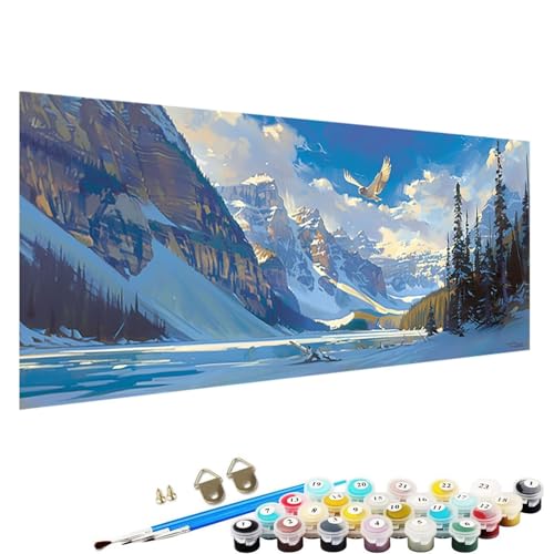 Malen Nach Zahlen ab 5 6 7 Jahre MäDchen, Malen Nach Zahlen Erwachsene Leinwand Bastelset Erwachsene Frauen Baum Nach-Zahlen Erwachsene für Kinder Acrylfarben mit Als Geschenk, 40x80cm Berg 1-13 von YALNSENN