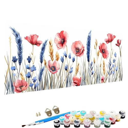 Malen Nach Zahlen ab 5 6 7 Jahre MäDchen, Malen Nach Zahlen Erwachsene Leinwand Bastelset Erwachsene Frauen Blume Nach-Zahlen Erwachsene für Kinder Acrylfarben mit Als Geschenk, 50x100cm Pflanze 7-M1 von YALNSENN