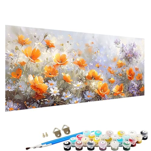 Malen Nach Zahlen ab 5 6 7 Jahre MäDchen, Malen Nach Zahlen Erwachsene Leinwand Bastelset Erwachsene Frauen Blume Nach-Zahlen Erwachsene für Kinder Acrylfarben mit Als Geschenk, 50x100cm abstrakt I-E9 von YALNSENN