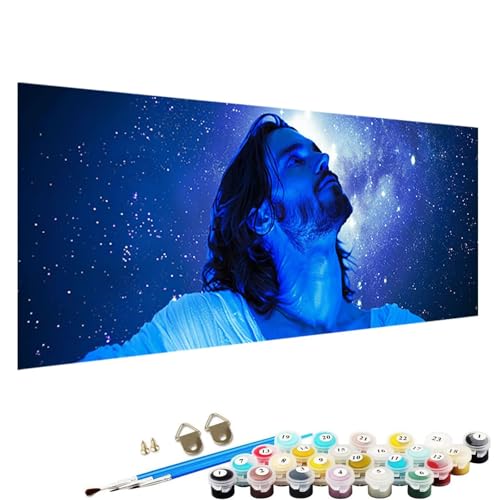 Malen Nach Zahlen ab 5 6 7 Jahre MäDchen, Malen Nach Zahlen Erwachsene Leinwand Bastelset Erwachsene Frauen Jesus Nach-Zahlen Erwachsene für Kinder Acrylfarben mit Als Geschenk, 40x80cm Mann B-62 von YALNSENN