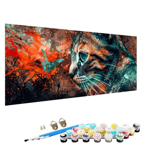 Malen Nach Zahlen ab 5 6 7 Jahre MäDchen, Malen Nach Zahlen Erwachsene Leinwand Bastelset Erwachsene Frauen Katze Nach-Zahlen Erwachsene für Kinder Acrylfarben mit Als Geschenk, 90x180cm Tier F-B9 von YALNSENN