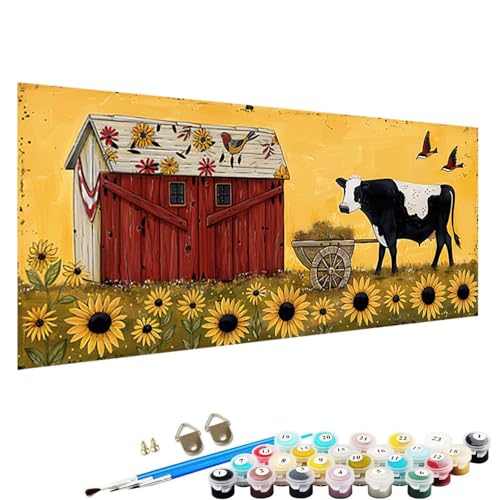 Malen Nach Zahlen ab 5 6 7 Jahre MäDchen, Malen Nach Zahlen Erwachsene Leinwand Bastelset Erwachsene Frauen Ochse Nach-Zahlen Erwachsene für Kinder Acrylfarben mit Als Geschenk, 90x180cm Blume 2-8c von YALNSENN