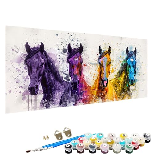 Malen Nach Zahlen ab 5 6 7 Jahre MäDchen, Malen Nach Zahlen Erwachsene Leinwand Bastelset Erwachsene Frauen Pferd Nach-Zahlen Erwachsene für Kinder Acrylfarben mit Als Geschenk, 70x140cm Tier M-1a von YALNSENN