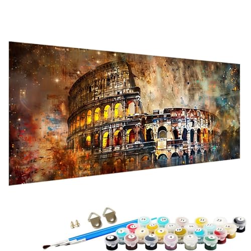 Malen Nach Zahlen ab 5 6 7 Jahre MäDchen, Malen Nach Zahlen Erwachsene Leinwand Bastelset Erwachsene Frauen Rom Nach-Zahlen Erwachsene für Kinder Acrylfarben mit Als Geschenk, 90x180cm Kolosseum 2-Bo von YALNSENN