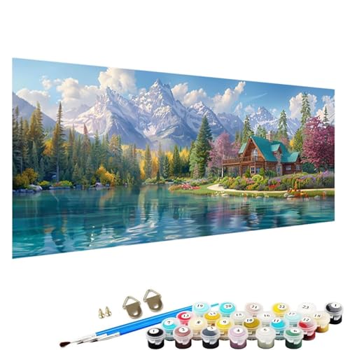 Malen Nach Zahlen ab 5 6 7 Jahre MäDchen, Malen Nach Zahlen Erwachsene Leinwand Bastelset Erwachsene Frauen See Nach-Zahlen Erwachsene für Kinder Acrylfarben mit Als Geschenk, 40x80cm Baum Q-Ov von YALNSENN