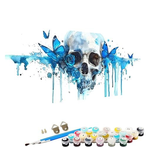 Malen Nach Zahlen ab 5 6 7 Jahre MäDchen, Malen Nach Zahlen Erwachsene Leinwand Bastelset Erwachsene Frauen Skeleton Nach-Zahlen Erwachsene für Kinder Acrylfarben Geschenk, 50x100cm Schmetterling 9-04 von YALNSENN