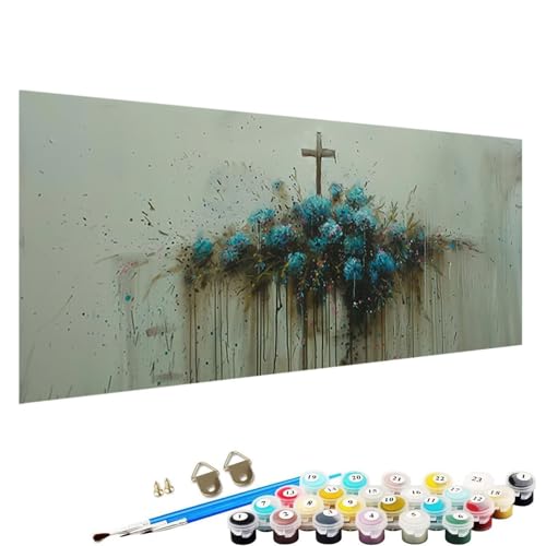 Malen Nach Zahlen ab 5 6 7 Jahre MäDchen, Malen Nach Zahlen Erwachsene Leinwand Bastelset Erwachsene Frauen abstrakt Nach-Zahlen Erwachsene für Kinder Acrylfarben mit Als Geschenk, 50x100cm Blume N-U3 von YALNSENN