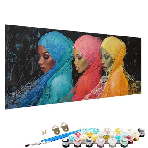 Malen Nach Zahlen ab 5 6 7 Jahre MäDchen, Malen Nach Zahlen Erwachsene Leinwand Bastelset Erwachsene Frauen abstrakt Nach-Zahlen Erwachsene für Kinder Acrylfarben mit Als Geschenk, 70x140cm Frau 3-89 von YALNSENN