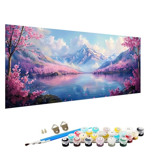 Malen Nach Zahlen ab 7 8 9 Jahre MäDchen und Junge Bastelset, Malen Nach Zahlen Erwachsene Bastelset Erwachsene Frauen Berg Malen Nach Zahlen für Kinder 3 Pinsel und Acrylfarben, 70x140cm Blume I-01 von YALNSENN