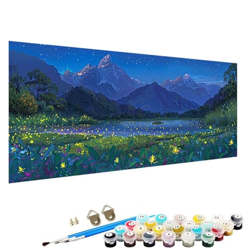 Malen Nach Zahlen ab 7 8 9 Jahre MäDchen und Junge Bastelset, Malen Nach Zahlen Erwachsene Bastelset Erwachsene Frauen Berg Malen Nach Zahlen für Kinder 3 Pinsel und Acrylfarben, 90x180cm See 3-78 von YALNSENN