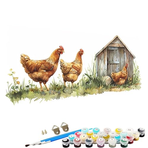 Malen Nach Zahlen ab 7 8 9 Jahre MäDchen und Junge Bastelset, Malen Nach Zahlen Erwachsene Bastelset Erwachsene Frauen Huhn Malen Nach Zahlen für Kinder 3 Pinsel und Acrylfarben, 50x100cm Pflanze 8-D5 von YALNSENN