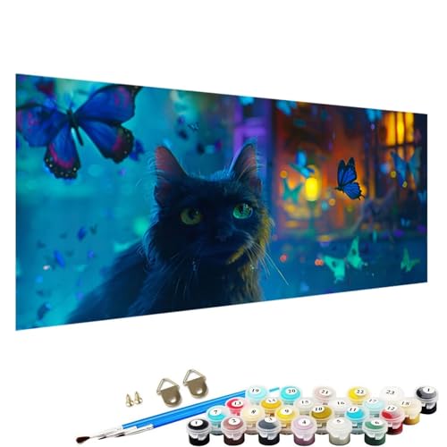 Malen Nach Zahlen ab 7 8 9 Jahre MäDchen und Junge Bastelset, Malen Nach Zahlen Erwachsene Bastelset Erwachsene Frauen Katze Malen Nach Zahlen für Kinder und Acrylfarben, 50x100cm Schmetterling 7-Q5 von YALNSENN