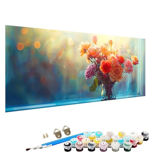 Malen Nach Zahlen ab 7 8 9 Jahre MäDchen und Junge Bastelset, Malen Nach Zahlen Erwachsene Bastelset Erwachsene Frauen Pflanze Malen Nach Zahlen für Kinder und Acrylfarben, 50x100cm Blume 4-Pn von YALNSENN