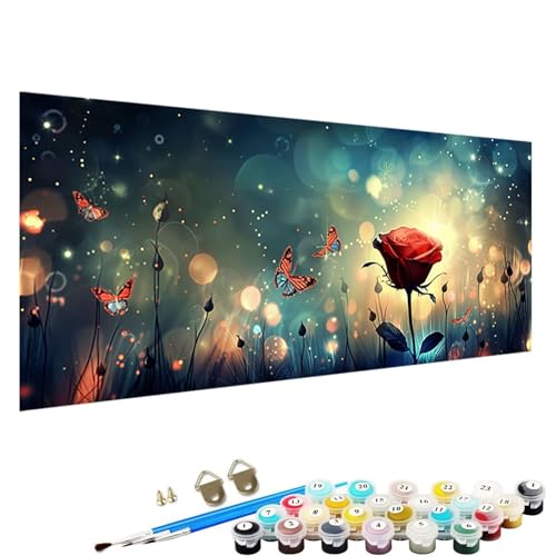 Malen Nach Zahlen ab 7 8 9 Jahre MäDchen und Junge Bastelset, Malen Nach Zahlen Erwachsene Bastelset Erwachsene Frauen Schmetterling Malen Nach Zahlen für Kinder und Acrylfarben, 70x140cm Blume 6-98 von YALNSENN