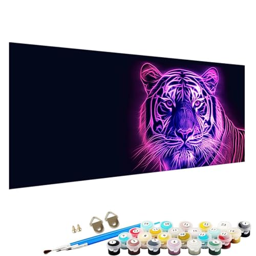 Malen Nach Zahlen ab 7 8 9 Jahre MäDchen und Junge Bastelset, Malen Nach Zahlen Erwachsene Bastelset Erwachsene Frauen Tiger Malen Nach Zahlen für Kinder 3 Pinsel und Acrylfarben, 70x140cm Tier 7-Fl von YALNSENN