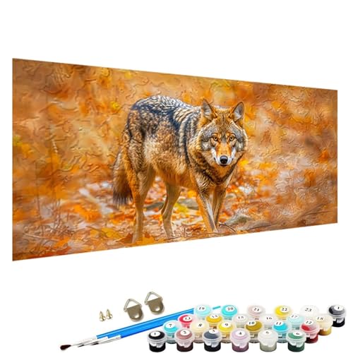 Malen Nach Zahlen ab 7 8 9 Jahre MäDchen und Junge Bastelset, Malen Nach Zahlen Erwachsene Bastelset Erwachsene Frauen Wolf Malen Nach Zahlen für Kinder 3 Pinsel und Acrylfarben, 90x180cm Tier 8-C0 von YALNSENN