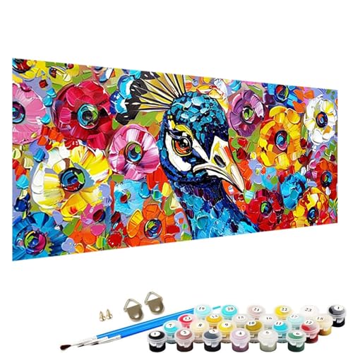 Malen Nach Zahlen ab 7 8 9 Jahre MäDchen und Junge Bastelset, Malen Nach Zahlen Erwachsene Bastelset Erwachsene Frauen abstrakt Malen Nach Zahlen für Kinder und Acrylfarben, 50x100cm Pfau 6-4d von YALNSENN