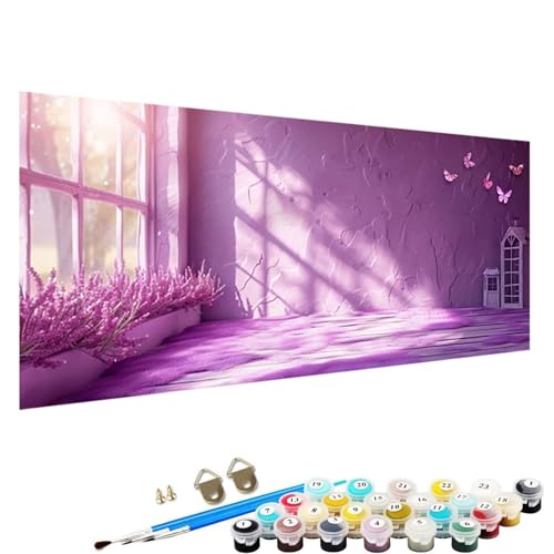 Malen Nach Zahlen für Kinder, Erwachsene und AnfäNger, Schmetterling DIY Malen Nach Zahlen Tiere für MäDchen und Jungen, Pflanze Malen Nach Zahlen Erwachsene Leinwand 100x200cm, Ohne Rahmen B-78 von YALNSENN