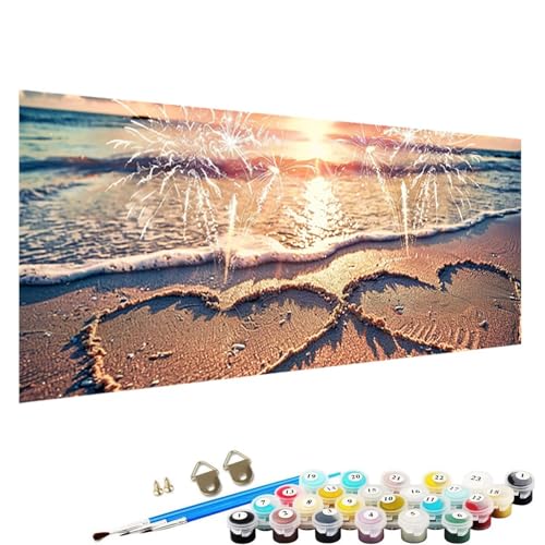 Malen Nach Zahlen für Kinder, Erwachsene und AnfäNger, Strand DIY Malen Nach Zahlen Tiere für MäDchen und Jungen, Sonnenuntergang Malen Nach Zahlen Erwachsene Leinwand 100x200cm, Ohne Rahmen S-87 von YALNSENN